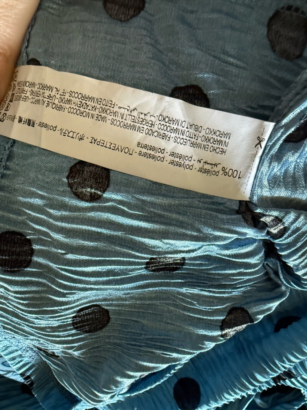Zara Blue with Black Polka Dots Mini Dress size m - Picture 7 of 7